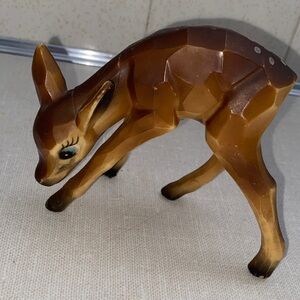 Vintage Anthropomorphic Deer Christmas MCM Plastic Bambi  Fawn Blue Eyed Doe